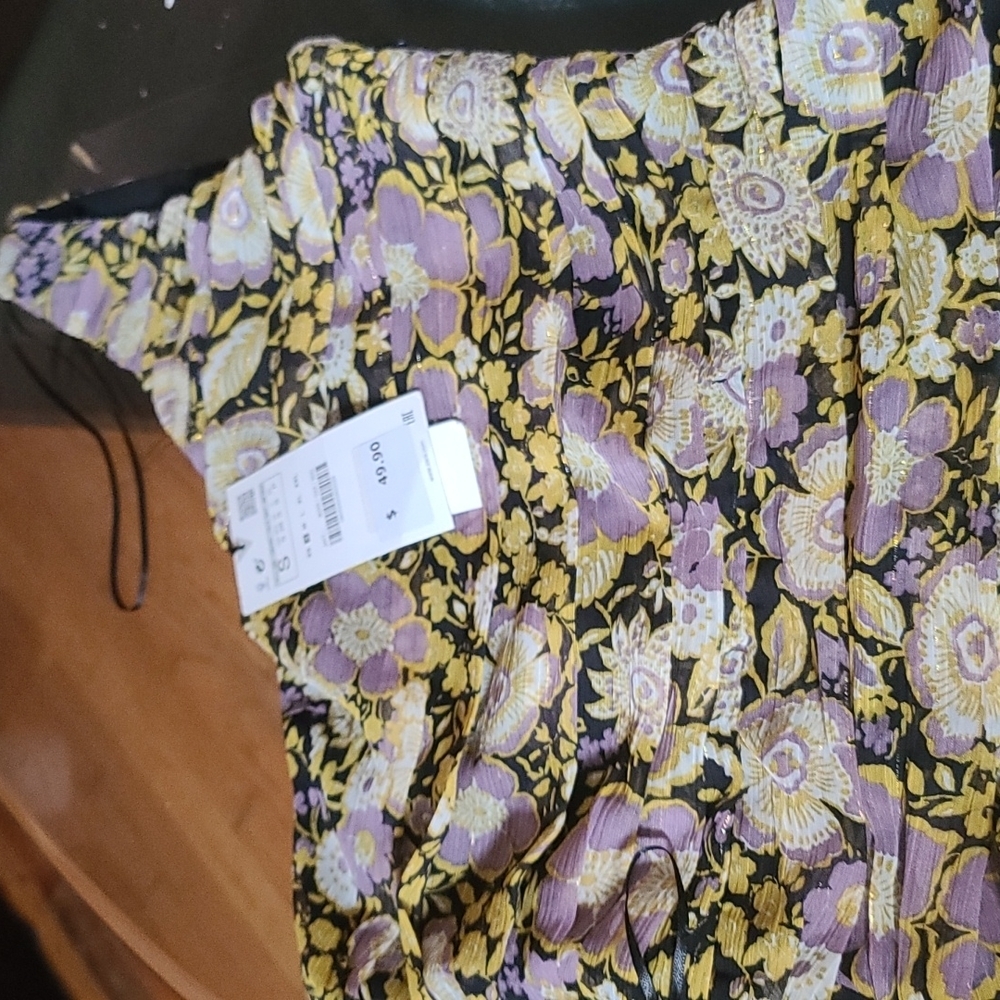 Zara - Yellow Purple Floral Glitter Drape One Shoulder Bodycon Dress -Size S NWT - Picture 5 of 7